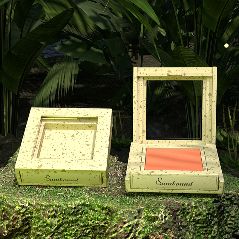 小麥秸稈材質(zhì)粉盒環(huán)?？山到庵С钟∷ogo